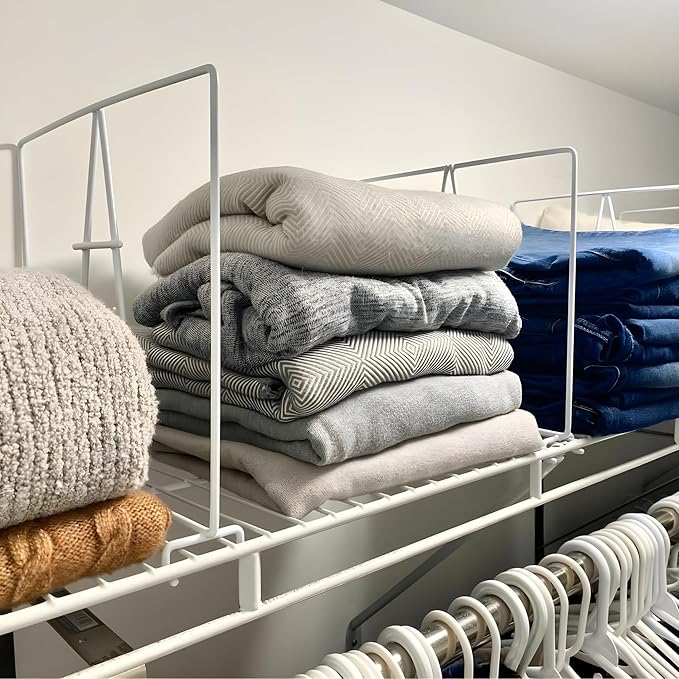 Evelots Tall Wire Shelf Dividers -8 Pack- Closet Storage & Organization for Office/Pantry/Garage Shelf Separator - Easy Clip-No Tool - Solid Coated Steel