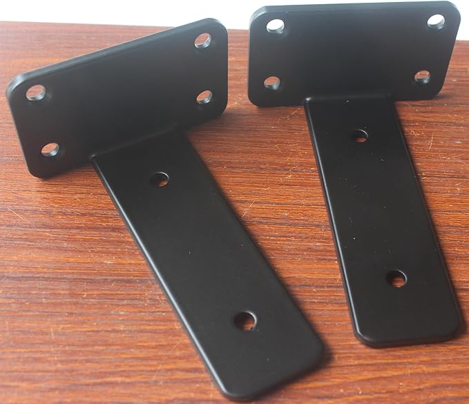 16 Pack - 5 inch Black Hidden L Shelf Bracket (1/5 Inch Thicked) Iron Floating Shelf Brackets Rustic Industrial Metal Brackets for Shelf Support