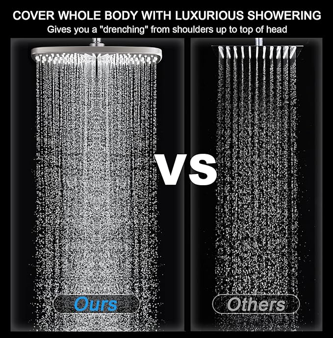 BOZYBO Rain Shower Head with Handheld: High Pressure Shower Heads with Handheld Spray Combo, 12" Rainfall Shower Head and 9 Sprays Hand Showerheads with Magnetic Docking and Power Jets, Nickel 1.8GPM