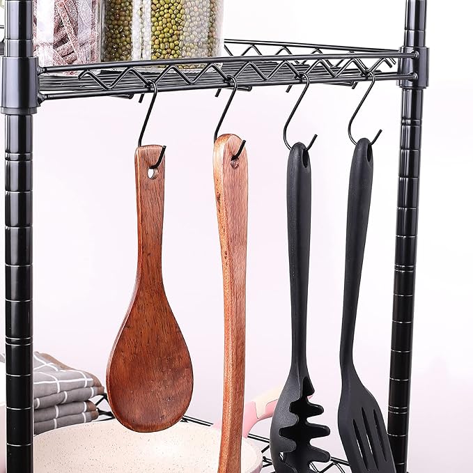 30-Pack Black S Hooks for Hanging 2.4 Inch – Small S Hooks Carbon Steel Hangers for Jeans, Kitchen Pots & Plant Hanging – Lightweight 0.88 Inch Opening Holder for Wire Shelving, Towel & Purse