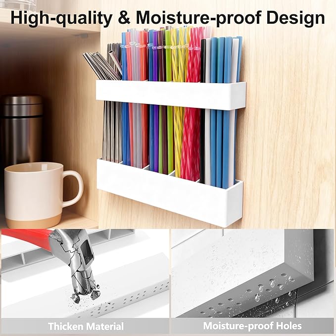 9.5” Large Acrylic Straw Holder for Cabinet Door, Reusable Adjustable Two-Part Straws Organizer with Ultra Sticky Adhesive Strips, 2026 Straw Storage for Kitchen Cupboard