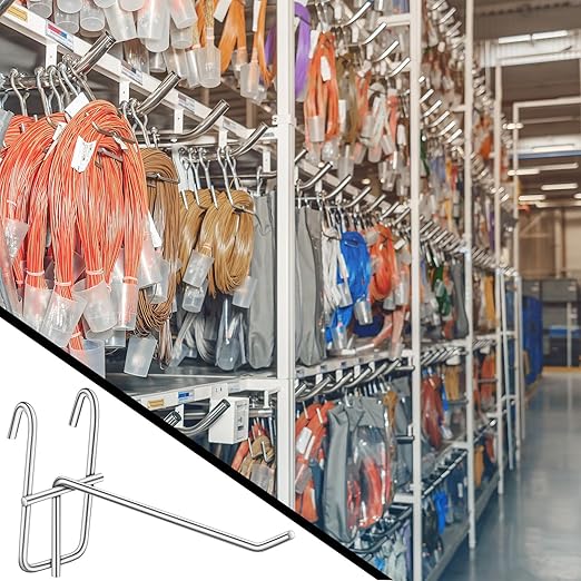 Moxweyeni 6 Inch Grid Wall Hooks 25 Pcs Gridwall Panel Hooks Store Garage Wall Mount Organizers Storage Grid Display Hangers for Retail, Craft Show, Home Setup, Customized Display (Silver)