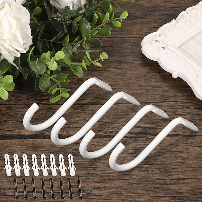 OwnMy 4PCS Closet Rod Center Support 1 Inch to 1.5 Inch Heavy Duty Closet Shelf Rod Brackets, Wall Mount Closet Rod Holders Clothes Storage Hangers