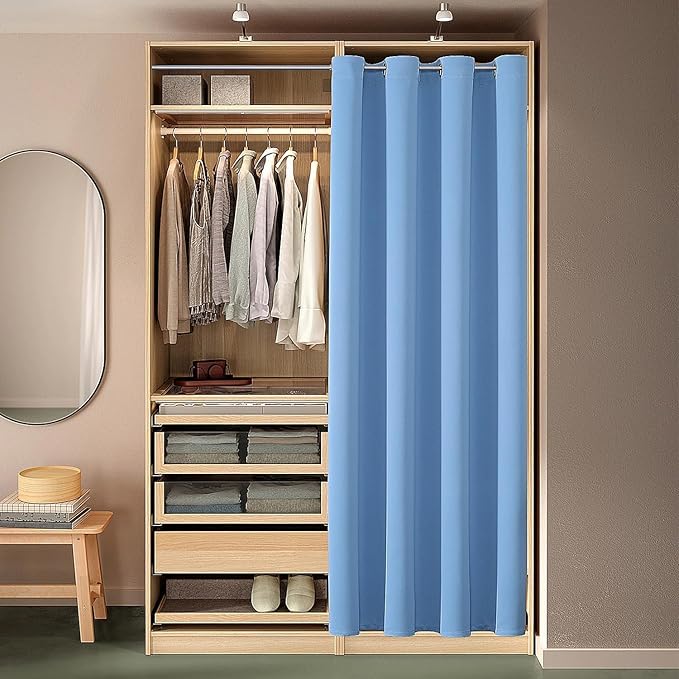 ChrisDowa Blackout Curtains 102 Inches Long for Living Room, Grommet Thermal Insulated Room Darkening Curtains for Bedroom (1 Panel Set, Sky Blue, 52W x 102L)