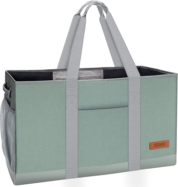 WONDAY Extra Large Utility Tote Bag - Standing Reusable Grocery Bag with Handle, Collapsible Storage for Shopping, Beach