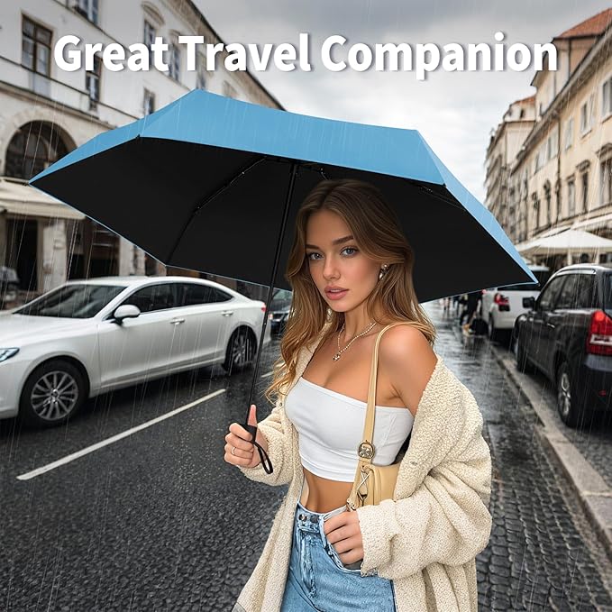 Yoobure Small Mini Umbrella with Case Light Compact Design Perfect for Travel Lightweight Portable Parasol Outdoor Sun&Rain Umbrellas
