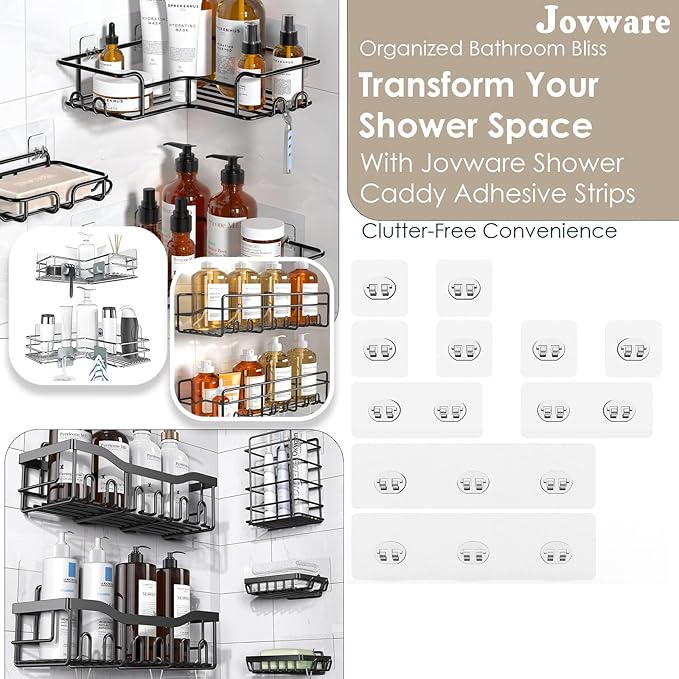 Shower Caddy Adhesive Replacement Stickers, Shower Organizer Adhesive Replacement, Assorted Wire Hook 10 Pack