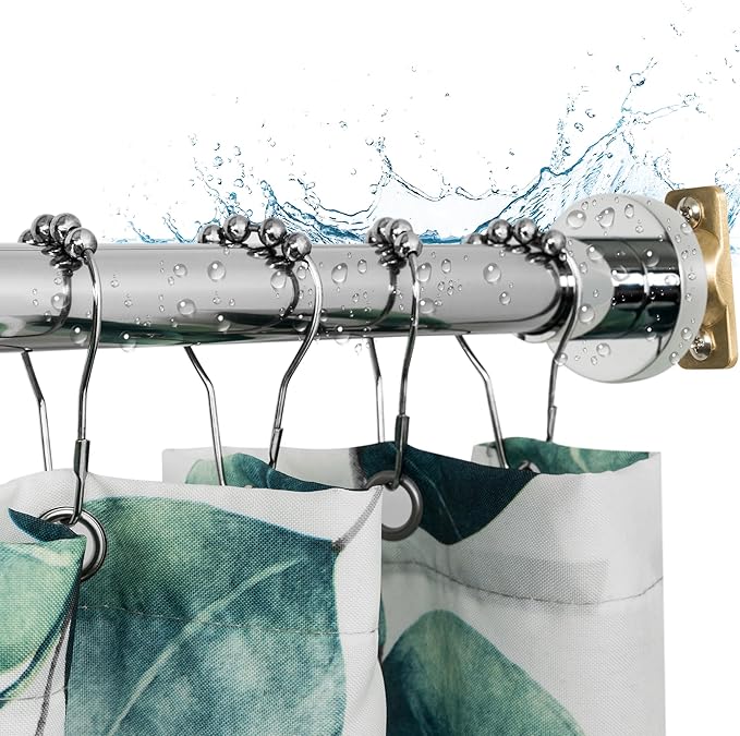 Artiwell Heavy Duty Shower Rod, Adjustable Shower Curtain Rod, Expandable 47-84 Inch, Permanent Mount Shower Rod, Never Rust Stainless Steel For Window Curtain and Closet, Chrome Plated