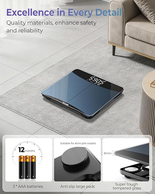 Ovutek 600lb Scale for Body Weight with Weight Trends, High Accurate Weight Scale with Extra-High Capacity Large Display, Premium Digital Scales for Body Weight, Family, Pet