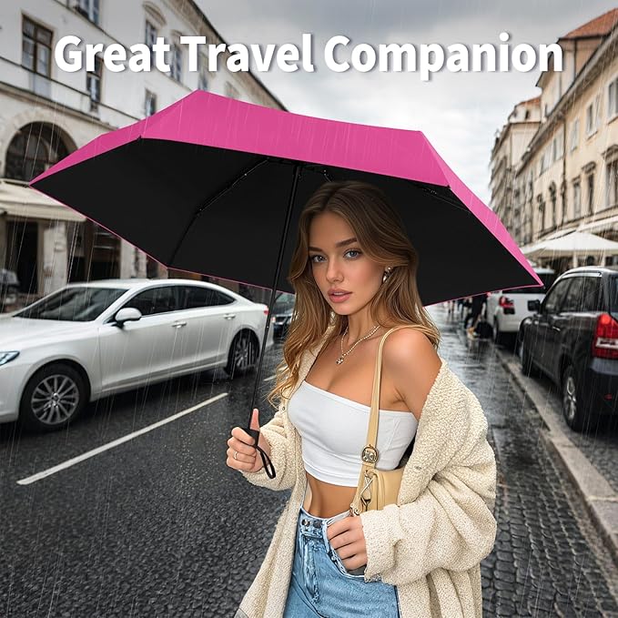 Yoobure Small Mini Umbrella with Case Light Compact Design Perfect for Travel Lightweight Portable Parasol Outdoor Sun&Rain Umbrellas