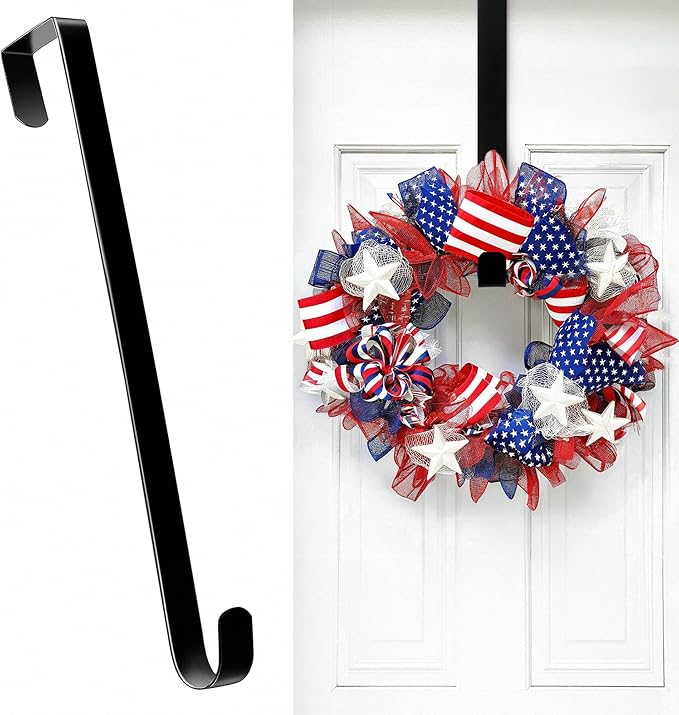 HOOSUN Wreath Hangers for Front Door Easter Decorations,12" Easter Wreath Hook Holder,Over The Door Hooks Hanger,Metal Garland Hangers Hook for Patriotic Spring Wreath Porch Decor