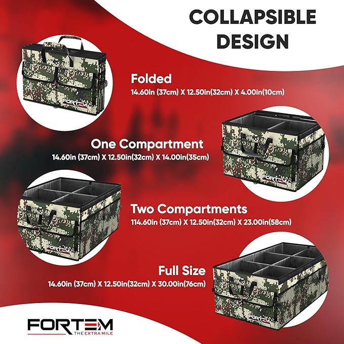 FORTEM Trunk Organizer For SUV Car Trunk Organizer, Foldable Storage, Car Accessories for Women Men, Collapsible Bag, 600D Oxford, Non Slip Bottom, Straps, Soft Cover (85L)