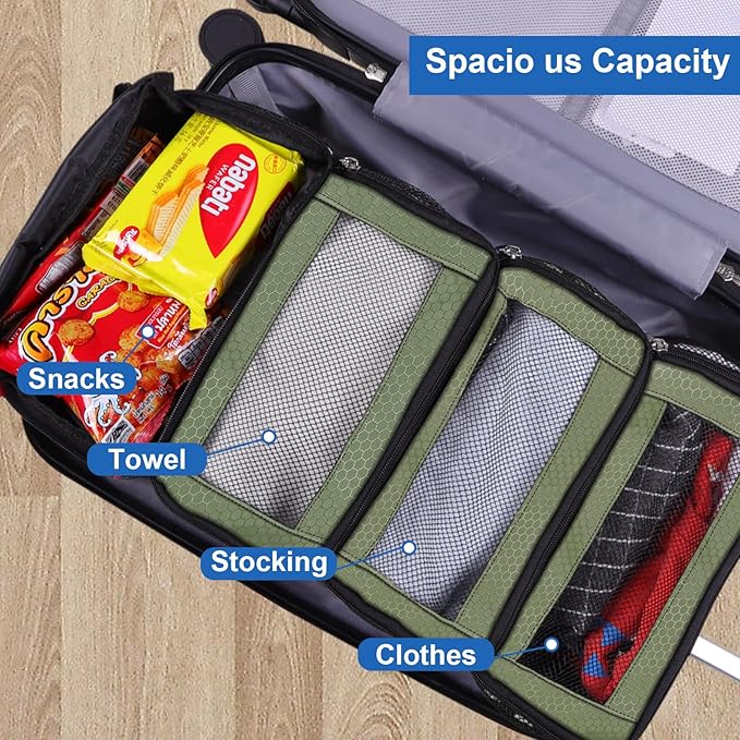 Olosar Suitcase Organizer, Travel Luggage Organizer Portable Hanging Travel Shelves Collapsible Hanging Packing Cubes for Carry on Suitcase
