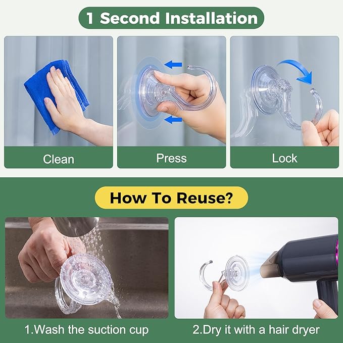 ANDGOO 4 Pack Large Suction Cup Hooks for Door Wreaths, Wreath Hangers for Front Door, Glass, Window, Shower, Upgraded 1.9" Diameter Wreath Holder, No Tools, No Damage, Holds Up to 22 lbs