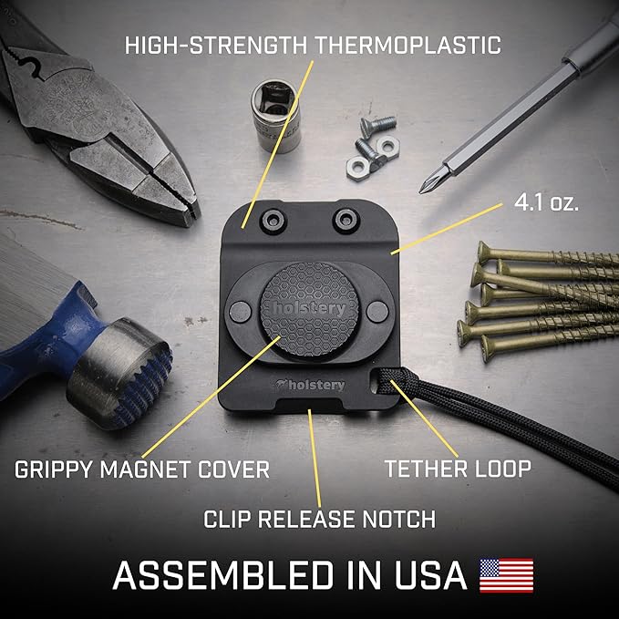 MagMaster | Magnetic Tool Holder - Strong Clip-On Belt Magnet Holster for Screws, Nails, Hammer, Sockets, Pliers, Screw Driver, Trowel, Drill Bit, Wrench, or Any Magnetic Tools and Hardware