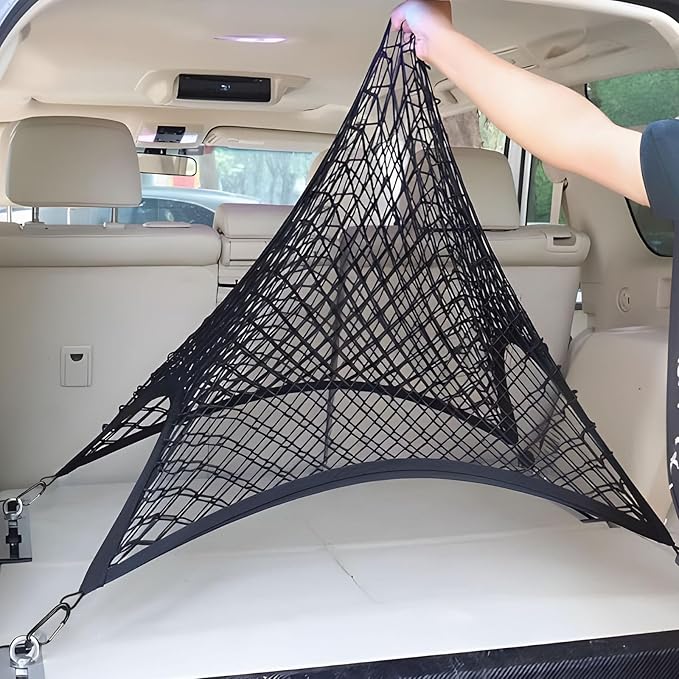 BAILALIBO Cargo Net Stretchable, Adjustable Elastic Trunk Mesh Nets with Metal Hook Universal for SUV, Trucks, Car Exterior Accessories for Secure Storage (32x24 inch)