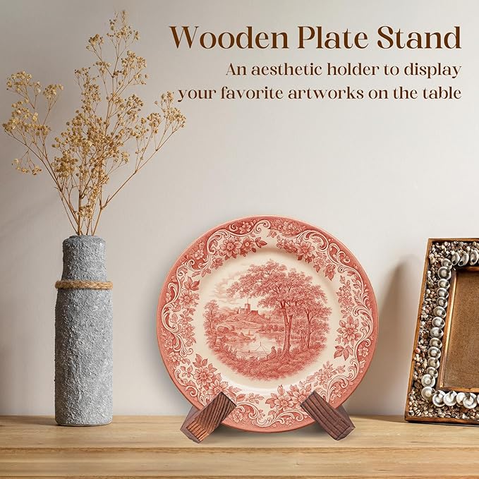 XKDOUS 6.5 Inch Thicken Plate Stand for Displaying Wooden Cook Book Stand for Kitchen Decorative Plate Display Stand Picture Frame Holder for Book, Plate, Photo, Table Top Easels