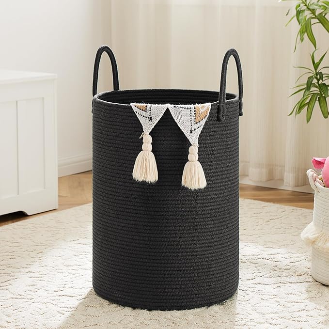 Artfeel Laundry Basket,Woven Cotton Rope Laundry Hamper,40L for Decorative Storage of Dirty Clothes,Toys and Blankets in Bathroom,Baby Room and Living Room