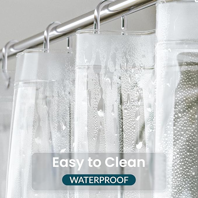 Titanker Extra Long Shower Curtain Liner 72x96 Clear Plastic Shower Liner Lightweight PEVA Waterproof Shower Curtain Liner for Bathroom with Magnets and Rustproof Grommets