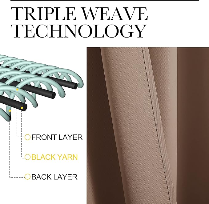 NICETOWN Bedroom Blackout Curtain Panel - (120 inches by 102 inch, Cappuccino, 1 PC) Energy Saving Thermal Insulated Grommet Blackout Drapery for Patio, Room Divider Curtain