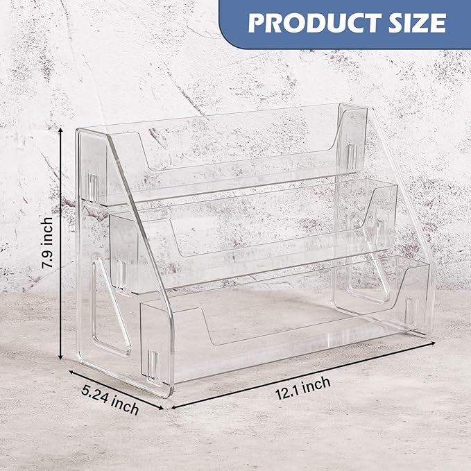 CELSOL Upgraded 3 Tier Acrylic Card Display Stand, Clear Display for Trading Cards, Greeting Cards, Sports Cards, Postcards, Stickers & Brochures, Easy Snap-On, Increased Height & Thickness for Better Presentation