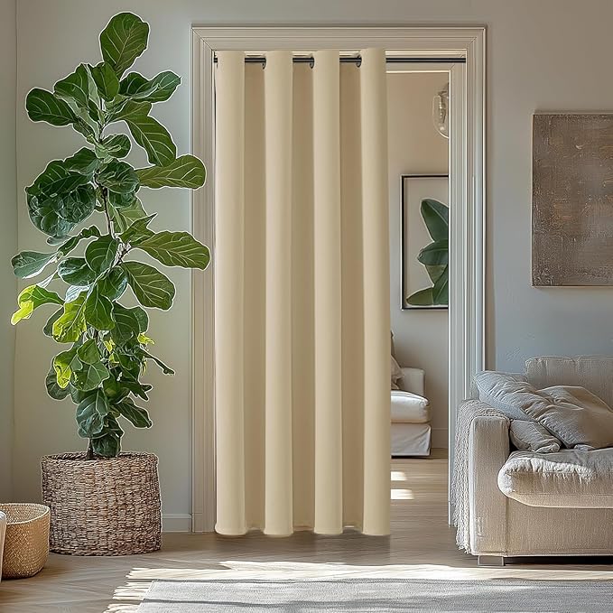 ChrisDowa Blackout Curtains 54 inches Long for Bedroom - Grommet Thermal Insulated Room Darkening Curtains for Living Room (1 Panel, Biscotti Beige, 52 x 54 Inch)