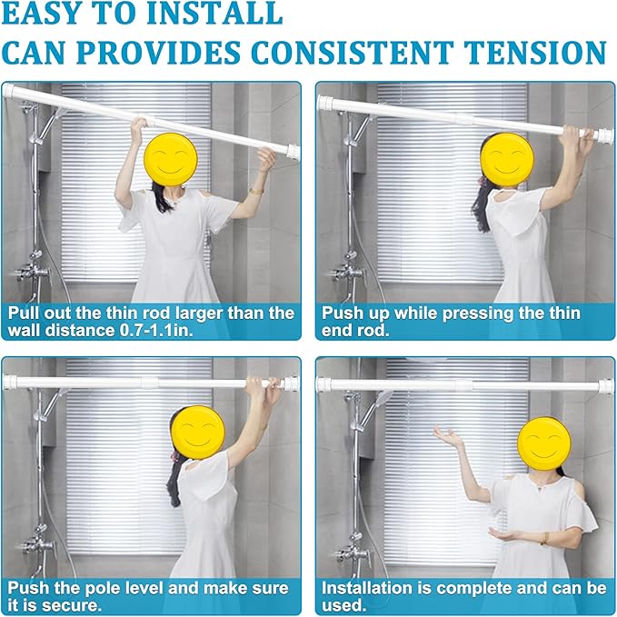 Small Tension Curtain Rods 16 to 28 Inches, Heavy Duty Short Shower Curtain Rod Adjustable Extension Spring Tension Rods for Windows, Closet, Kitchen, Bathroom, Wardrobe, White