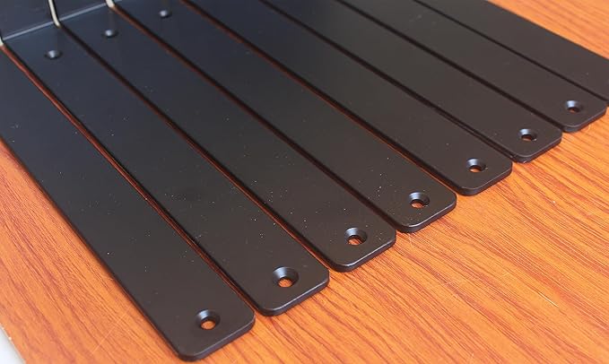 10 Pack - L 12" x H 8" x W1.5, 5mm Thick Black L Shelf Bracket, Iron Shelf Brackets, Metal Shelf Brackets, Floating Shelf, Shelf Supports with Screws