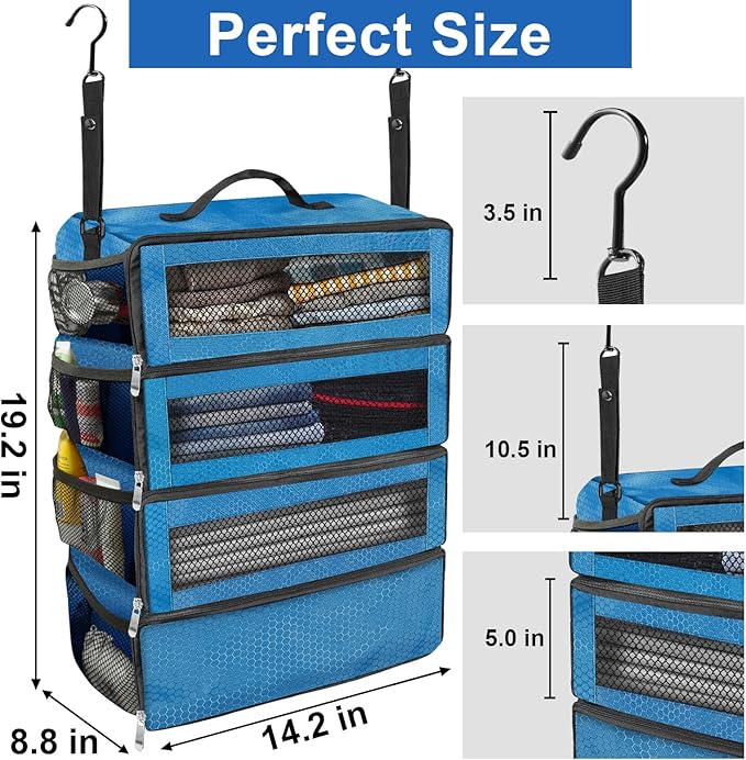 Olosar Suitcase Organizer, Travel Luggage Organizer Portable Hanging Travel Shelves Collapsible Hanging Packing Cubes for Carry on Suitcase
