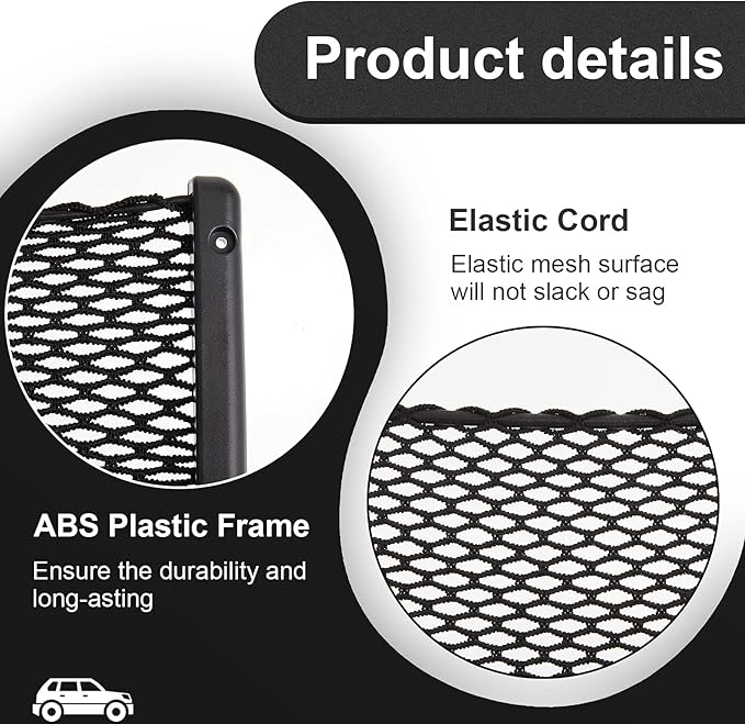Frienda 1 Pc Car Storage Net Bag, ABS Plastic Framed Mesh Net Holder, Phone & Cargo Organizer with Screws for Auto, Rv, Boat, Truck Pocket Storage (9 x 4 Inch)