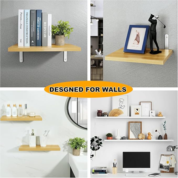 Alise 4mm Thick Shelf Brackets,Floating Shelves Bracket Heavy Duty L Brackets Corner Brace for Walls Wood Board,6X4 Inch Stainless Steel Brackets for Shelves,Brushed Nickel 4 Pcs