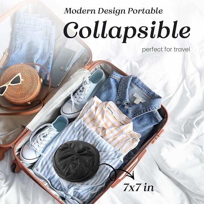 TECHMILLY Collapsible Mesh Pop Up Laundry Hamper with Sturdy Handles and Side Pocket - Portable Foldable Clothes Baskets for Dorm, Bathroom & Travel Storage (Blue, 2 Packs)
