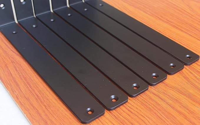 20 Pack - L 12" x H 8" x W1.5, 5mm Thick Black L Shelf Bracket, Iron Shelf Brackets, Metal Shelf Brackets, Floating Shelf, Shelf Supports with Screws