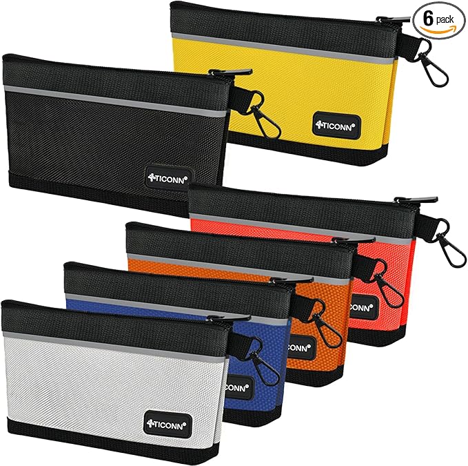 TICONN Tool Pouches with Zipper, 1680D Oxford Small Tool Bags, Waterproof Utility Bag Zipper Pouch for Tool Organizers and Storage (6 Pack Combo)