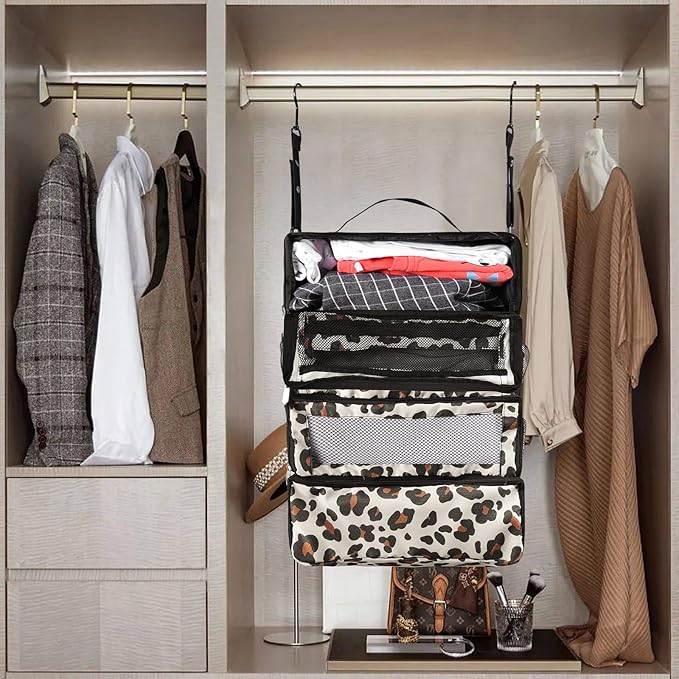 Olosar Suitcase Organizer, Travel Luggage Organizer Portable Hanging Travel Shelves Collapsible Hanging Packing Cubes for Carry on Suitcase