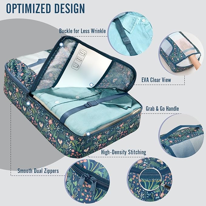 Veken 10 Set Packing Cubes for Travel Essential, Suitcase Organizer Bags in 4 Sizes, Carry-On Luggage Accessories with Large Laundry & Shoes Bag, Must-Have for Airplane, Road Trip & Camping