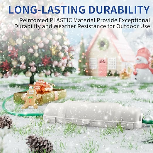 9 Pack Outdoor Extension Cord Safety Cover with Waterproof Seal IP54 Water-Resistant, Weatherproof Electrical Connection Box with 2 Latches, Plug, Socket, Holiday Decoration Light, White