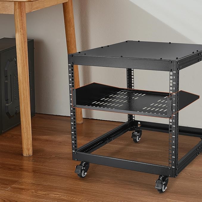 VEVOR 2U Server Rack Shelf - Universal Vented Cantilever Tray for 19 inch Network Equipment Rack & Cabinet, 16" Deep, 50 lbs Weight Capacity, Wall Mount