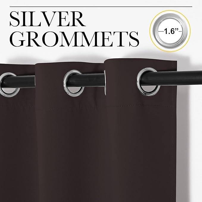 NICETOWN Kitchen Blackout Window Curtain Panel, Toffee Brown, 1 Panel, 55 by 96 inches Long, Home Fashion Thermal Insulated Solid Grommet Room Darkening Drape for Apartment