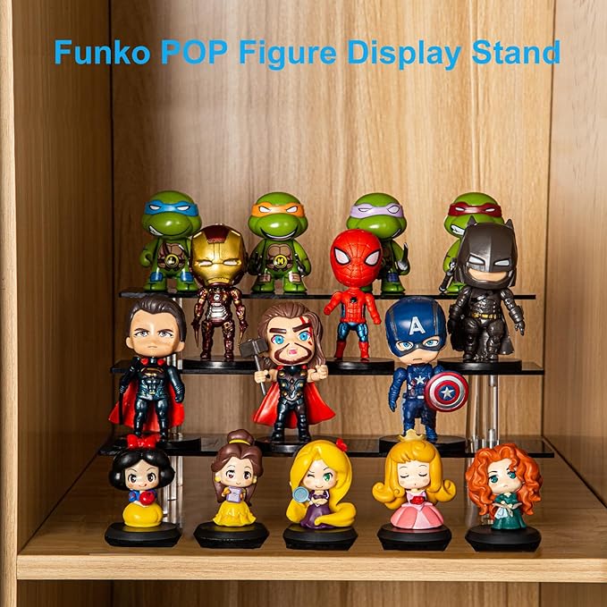 HENABLE 3 Tier Perfume Organizer Stand, Black Acrylic Risers Display Stands, Cologne Shelf Dessert Display for Party, Figure Stand Funko POP Shelves, Collection Cosmetic, Cupcake Stand Holder
