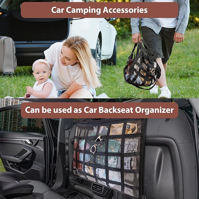 Upgrade Car Ceiling Cargo Net Pocket,31.5"x21.6" Double-Layer Roof Storage Organizer,Overhead Net for Truck,SUV & Van Camping,Travel Road Trips,Van Life Essentials
