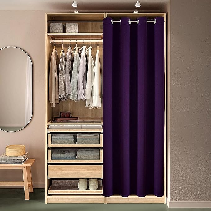 ChrisDowa Blackout Curtains 36 Inches Long for Living Room, Grommet Thermal Insulated Room Darkening Curtains for Bedroom (1 Panel Set, Royal Purple, 42W x 36L)