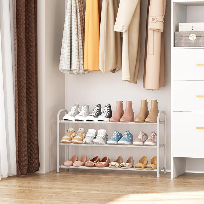 Tall Shoe Rack Large Shoe Shelf Storage for 50 Pair Sneaker and Boot, Stackable Vertical Shoe Rack Organizer for Closet, Entryway, Bedroom, White