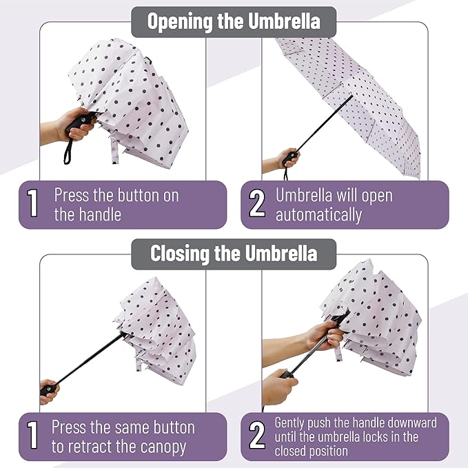 Mr. Pen- Windproof Travel Umbrella, Small Water-Resistant Automatic Folding Umbrella for Rain and Sun, Light, Compact and Portable for Women & Men, Fits Car & Backpack
