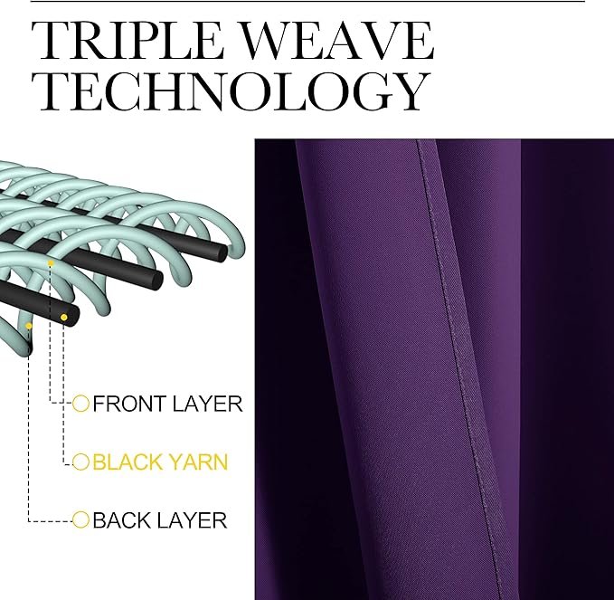 NICETOWN Bedroom Blackout Curtain Panel - (120 inches by 84 inch, Royal Purple, 1 PC) Energy Saving Thermal Insulated Grommet Blackout Drapery for Patio, Room Divider Curtain