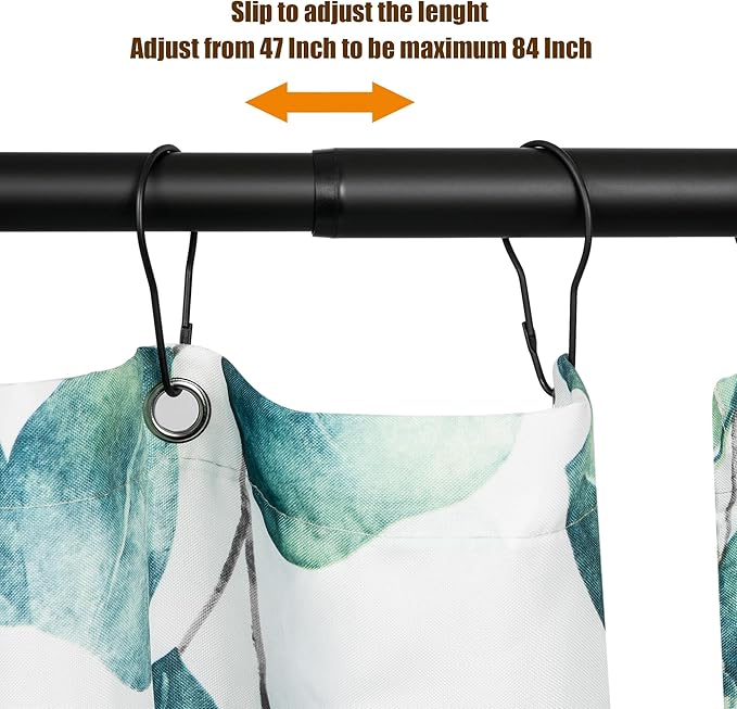Artiwell Heavy Duty Shower Rod, Adjustable Shower Curtain Rod, Expandable 47-84 Inch, Permanent Mount Shower Rod, Never Rust Stainless Steel For Window Curtain and Closet, Matte Black