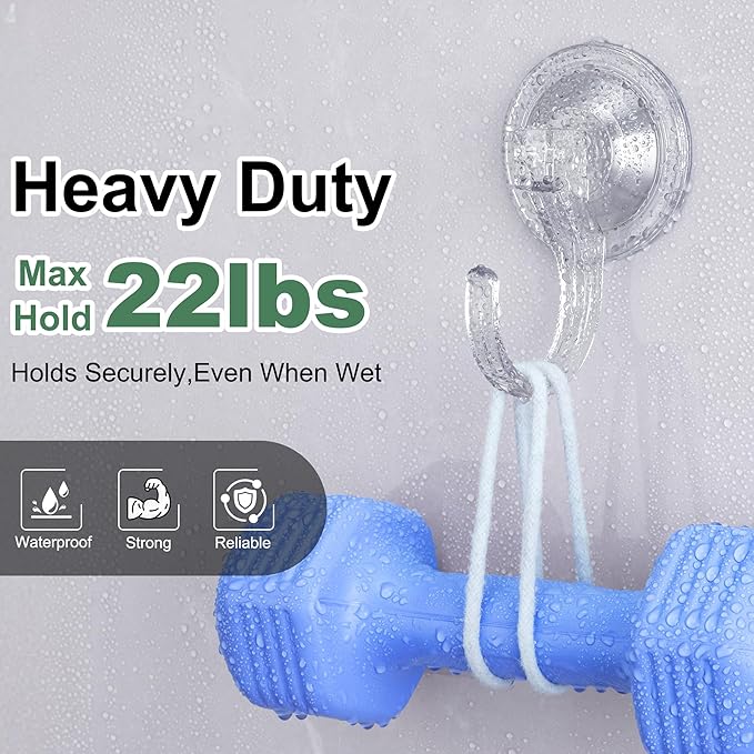 ANDGOO 4 Pack Large Suction Cup Hooks for Door Wreaths, Wreath Hangers for Front Door, Glass, Window, Shower, Upgraded 1.9" Diameter Wreath Holder, No Tools, No Damage, Holds Up to 22 lbs