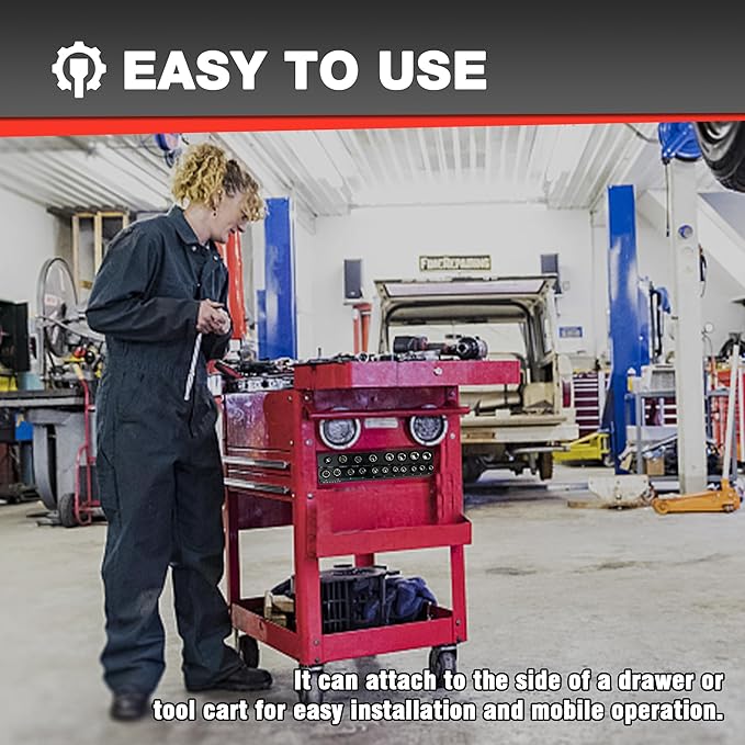 EACELIY 1/2" Magnetic Socket Organizer Set, 2-Piece SAE & Metric Socket Holder Kit,，Tools tray， holds 35 Deep and Shallow 1/2" Sockets, attaches to steel box/tool cart (sockets not included)