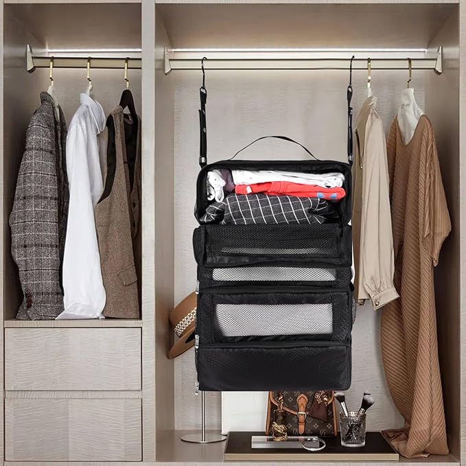 Olosar Suitcase Organizer, Travel Luggage Organizer Portable Hanging Travel Shelves Collapsible Hanging Packing Cubes for Carry on Suitcase