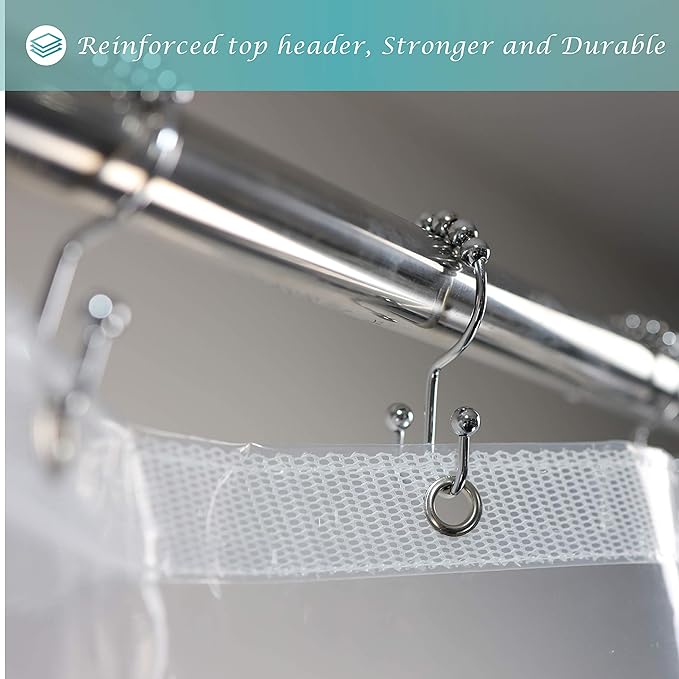 Mrs Awesome 82x74 Wide Shower Curtain Liner with Magnets, Free Hooks Included, Waterproof PEVA, PVC Free, 82 x 74 inches, Clear